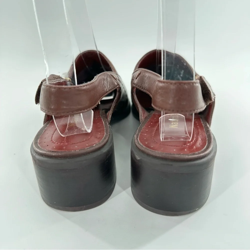 Naturalizer womens heels size 7.5 brown leather vintage 80s 90s slingback - Picture 5 of 13
